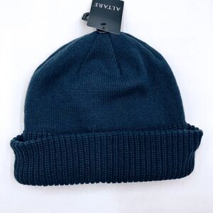 Altare Navy Blue Rib Knit Cuffed Beanie Hat, Unisex One Size